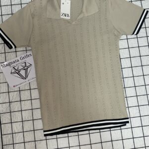 Camisa polo Zara bege